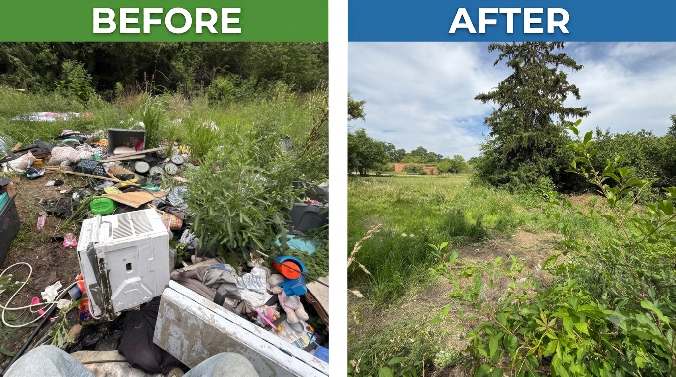 Before and after: Dump site back to open field