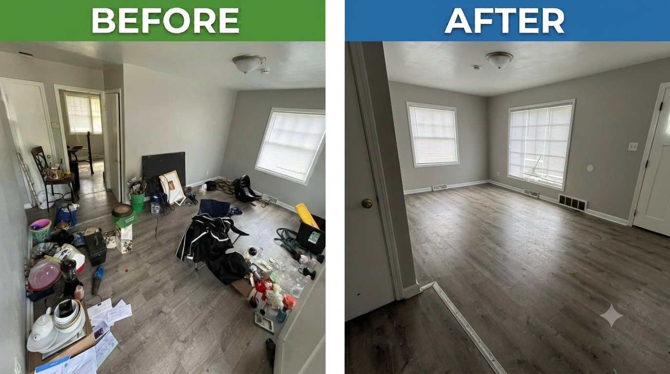 Before and after: Full room, emptied in one visit