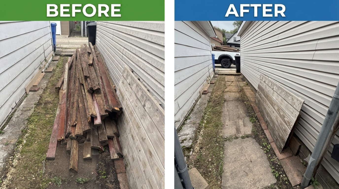 Before and after: Gangway cleared, wall to wall